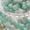 Ronde DIY glazen kralen 10mm voor sieraden muntgroen en wit met gouden glitterafwerking - Muntgroen Wolk Goudpoeder Stijl (16#) / 20 Stuks/Verpakking (10mm) / Muntgroen en Wit