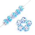 Perlina in vetro trasparente con spirali blu e punti viola per gioielli fai da te - 14mm (1 Pezzo/Confezione) / Blu con Pois Viola