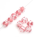 Perle in vetro a bolle con cuori rosa per gioielli fai da te e orecchini fatti a mano - 14mm (1 Pezzo/Confezione) / Motivo Cuore e Pois Rosa Scuro