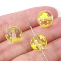 Transparent glass beads with yellow star patterns on a metal pin for DIY jewelry - 12mm (Hole approx 1mm) / Yellow Small Stars 2 Pcs/Pack