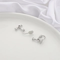 Silver screw clip-on earring converters for non-pierced ears DIY handmade accessories - 14x17mm (4 Pcs/Pack) / Platinum Plated Screw Ear Clip