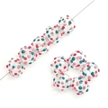 Perle tonde in vetro trasparente con pois rossi e rosa per la creazione di gioielli - 14mm (1 Pezzo/Confezione) / Motivo Pois Rosa e Blu
