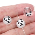 Hand-painted glass panda bead on a metal pin for DIY jewelry making and crafting - 12mm (Hole approx 1mm) / Black Panda 2 Pcs/Pack