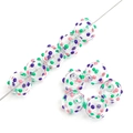 Perle di vetro trasparente con pois colorati per la creazione di gioielli fai-da-te - 14mm (1 Pezzo/Confezione) / Motivo Pois Viola Rosa e Verde