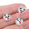 Hand-painted panda glass beads for DIY jewelry making featuring cute panda face design - 12mm (Hole approx 1mm) / Cartoon Panda 2 Pcs/Pack