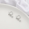 Silver screw-on clip-on earring converters with open loops for DIY jewelry making - 13x17mm/13x20mm (4 Pieces/Pack) / Platinum Plated Screw Ear Clip