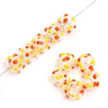 Perline di vetro cave fatte a mano con pois arancioni e gialli per creare gioielli - 14mm (1 Pezzo/Confezione) / Motivo Pois Arancione e Giallo