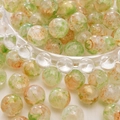 Glazen kralen met groen en oranje marmerpatroon en goudpoeder voor DIY-sieraden maken - Gemarmerd Goudpoeder Stijl (24#) / 20 Stuks/Verpakking (10mm) / Groen en Oranjerood