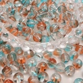 Blauwe en amberkleurige ronde glaskralen voor DIY sieraden maken en armbanden - 8mm (50 stuks) / Blauw Oranje Barst (22#)