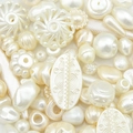 Mix of ivory baroque acrylic beads with textured finishes for DIY jewelry making - Mixed Style (30g/Pack) / Pearl Series