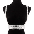 Elegante cadena corporal de perlas estilo chaleco camisola para mujer moda chic - Blanco