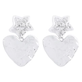 Orecchini punk retrò a forma di cuore e stella con trama in argento martellato lucido - Stile Martellato Stella Cuore (E11318) / Argento