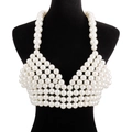 Catena per il corpo con perle bianche esagerate in stile halter top per donna - Bianco