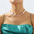 Statement Gold-Choker mit großen quadratischen Kristallen für einen schicken Boho-Look - Halskette mit quadratischen klaren Edelsteinen und Goldrand (N11162)