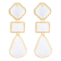 Pendientes largos geométricos dorados con cristales transparentes y diseño de tres niveles - Oro + Diamante de Imitación Blanco (Pendientes)