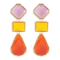 Detalle de pendientes geométricos de resina con colgantes rosa, amarillo y naranja - Oro + Diamante de Imitación Multicolor (Pendientes)