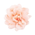 Detail einer handgefertigten Stoffrose-Brosche in Pfirsichrosa mit Lagen aus Tüll - Rosa