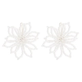 Close-up of elegant floral earrings crafted with intricate white pearls and gold accents - Artificial Pearl Flower Earrings