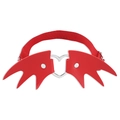 Jarretière gothique rouge en cuir avec anneau en cœur et ailes de chauve-souris - Style Cœur Ailes de Chauve-souris (C0447)