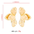 Detailed view of oversized gold petal earrings showing 9cm by 5cm dimensions and weight - Gold
