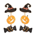 Orecchini a zucca di Halloween con strass colorati e design a cappello da mago - Nero