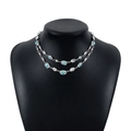 Detail view of retro double-layer necklace with turquoise gemstones on a black mannequin - N11640