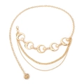 Adjustable gold layered waist chain featuring crescent moon and sun charm pendants - Gold