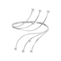 Polished silver multilayer spiral arm cuff featuring sleek metallic lines with bead ends - Streamline Branch With Beads / Silver