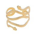 Detailed view of golden snake-shaped arm cuff featuring intricate scale texture and engraving - Gold