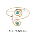 Detailed view of golden spiral arm cuff with turquoise stone showing precise measurements - B2563