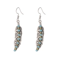 Vintage bohemian silver feather earrings with turquoise beads and hook design - Feather Design (Style 1)