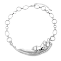 Modern irregular silver metal link necklace with abstract female body pendant design - Silver