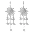 Orecchini pendenti argento con soli stelle e pendenti Saturno in stile boho con lunghe nappe - Stile Pendente Stelle Celesti (E12905) / Argento