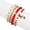 Primer plano del set de 4 pulseras navideñas con colgante de bastón de caramelo - Bastón de caramelo