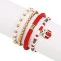 Set of four Christmas beaded bracelets with festive red gift box charm and pearls - Christmas Gift