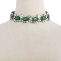 Detail of luxury vintage choker with emerald green crystals and multifaceted diamonds - Emerald Green Style (N10975)