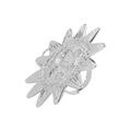 Détails de l'anneau rétro ajustable montrant le relief en étoile de couleur argentée - Bague Ouverte Fleur de Soleil / Bague Tournesol Argent (R0922)