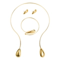 Set de joyería de gota dorada con collar, pulsera y pendientes de botón - Dorado