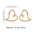 Detalle de pendientes de corazón hueco en aleación dorada con diámetro 3,8 cm - Pendientes Dorados (E13257)