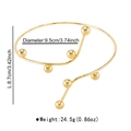 Détails du bracelet de bras ondulé doré avec perles montrant le diamètre de 9,5 cm - B3085
