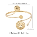 Detailed size map of gold hollow metal butterfly flower arm cuff with dimensions - Spiral Structure Hammered Disc Faux Diamond Style (B3038)