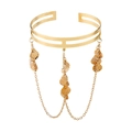Bohemian gold chain upper arm cuff with hanging sea shell charms for beach vacations - Shell Tassel Style (B3023)