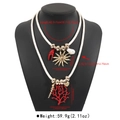 Dettaglio di collane boho con ciondolo corallo rosso e sole con misure della catena in PU - Stile Set da Due Pezzi Corallo e Conchiglia (N12611)