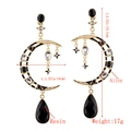 Dettaglio orecchini stile bohémien luna e stella, lunghezza 10,5 cm con misure specifiche - Stile Boho Stella Luna (E0382) / Nero