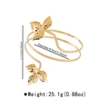 Detail view of adjustable gold flower arm cuff showing 11cm height and 8.5cm diameter - Leaf Shape / Leaf