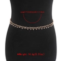Détail d'une chaîne de corps dorée double couche avec perles, longueur 71.5+29.5cm - Doré