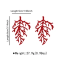 Vibrant red coral branch style earrings with detailed length and weight measurements - Red Earrings (E13696)