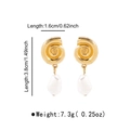 Detail shot of vintage shell pearl earrings with dimensions 3.8cm length and 1.6cm width - Conch Pearl Style (E13442)