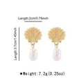 Detailed view of french shell pearl earrings with dimensions 3.7cm length and 2.0cm width - Seashell Pearl Style (E13444)