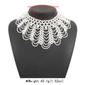 Close-up of luxury handcrafted woven pearl collar necklace with 33+10cm length specs - Wavy Lace Woven Style (Style 2)